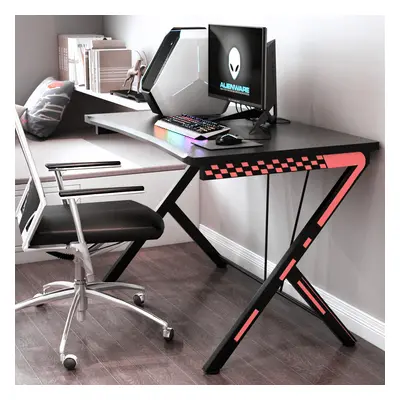 Costway Scrivania gaming ergonomica da 116cm, Scrivania multiuso per PC con struttura in metallo