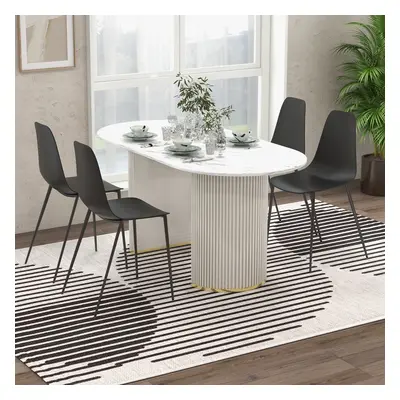 Costway Set di 4 sedie da pranzo senza braccioli, Sedie da pranzo moderne con gambe in metallo p