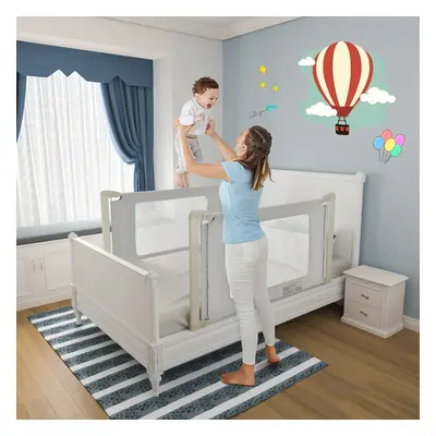 Costway Sbarra per letto 150 cm per bambini, Sbarra di sicurezza con altezza regolabile, Grigio