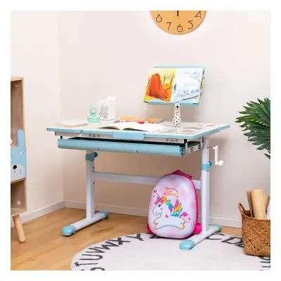 Costway Scrivania per bambini regolabile in altezza con piano inclinabile cassetto e righello, T