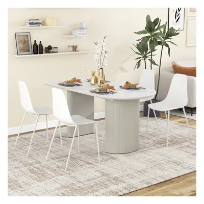 Costway Set di 4 sedie da pranzo senza braccioli, Sedie da pranzo moderne con gambe in metallo p