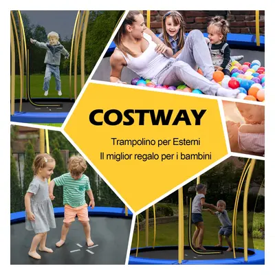 Costway Trampolino elastico da esterno con bordo di protezione, Tappeto elastico a forma di fior