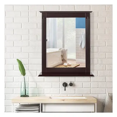 Costway Specchio da parete con cornice da trucco per l'uso bagno o camera 57x12x68cm Marrone