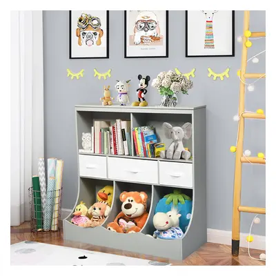 Costway Organizer con contenitori e 3 livelli per bambini, Mobile con 5 contenitori e 3 cassetti