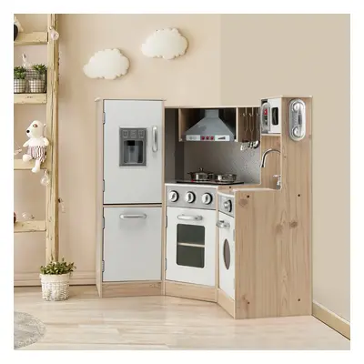 Costway Set da cucina giocattolo in legno per bambini, Set di gioco con accessori per pentole cu