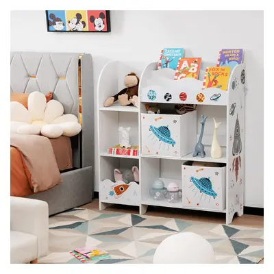 Costway Armadio con 3 livelli e 5 scompartimenti per bambini, Organizer con 2 cassetti per gioca