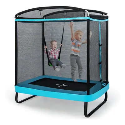 Costway Trampolino rettangolare per bambini con altalena rete di sicurezza, Trampolino elastico 