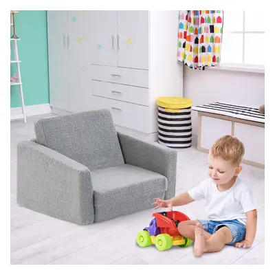 Costway Divano convertibile bambini 2-in-1 con copertura lavabile in lavatrice, Poltrona con fun