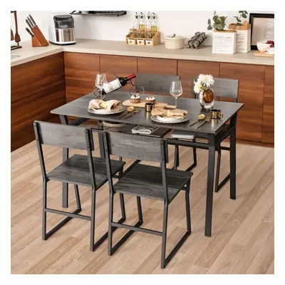 Costway Set da tavolo da pranzo 5 pezzi, Tavolo da cucina con 4 sedie mensola portaoggetti e tel