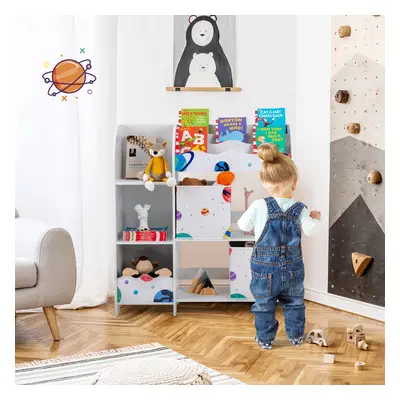 Costway Armadio con 3 livelli e 5 scompartimenti per bambini, Organizer con 2 cassetti per gioca