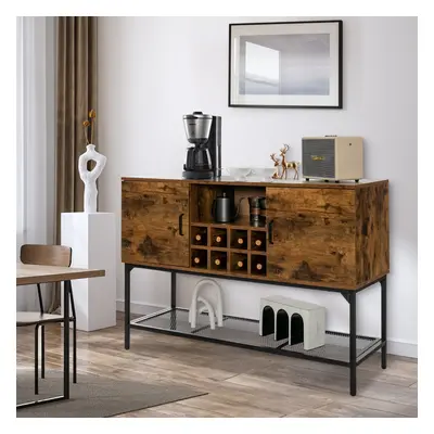 Costway Credenza industriale con buffet portabottiglie ripiano in rete metallica 2 ante, Armadie