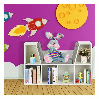 Costway Scaffale per libri in legno Libreria con 6 box scomparti e una sedia per bambini Bianco