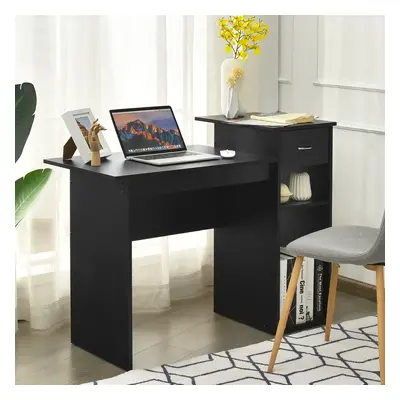 Costway Scrivania da computer con cassetto in legno Tavolo da ufficio 108x39,5x82cm Nero