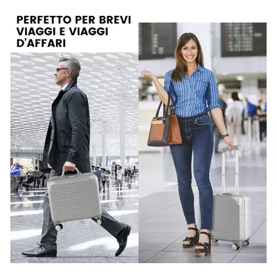 Costway Bagaglio a mano in PC con ruote girevoli scomparto per laptop capacità 34L, Valigia rigi