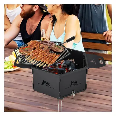 Costway Barbecue a carbone portatile con griglia girevole a 360°corpo e gambe pieghevoli, Grill 