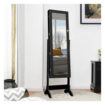 Costway Armadietto porta gioielli con specchio e supporto da camera da letto 156x46x37cm Nero