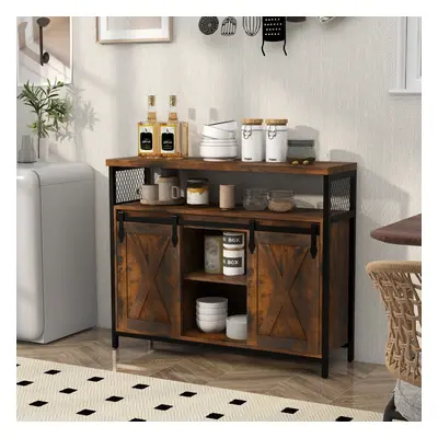 Costway Mobile credenza con ante scorrevoli 3 ripiani regolabili e scomparti aperti, Mobile bar 