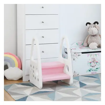 Costway Sgabello per bambini con design antiscivolo, Scaletta multiuso per bambini con braccioli