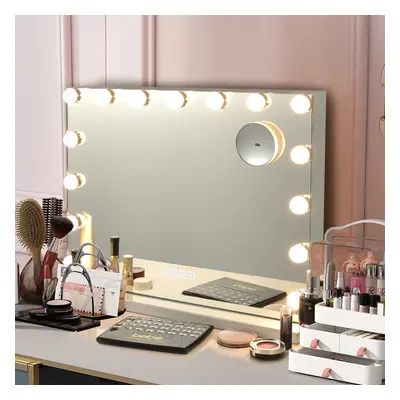 Costway Specchio per trucco con 15 luci LED porta USB, Specchio illuminato con controllo touch 4