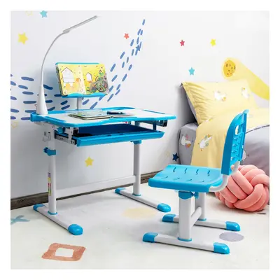 Costway Set scrivania e sedia per bambini con altezza regolabile, Scrivania e sedia con leggio p