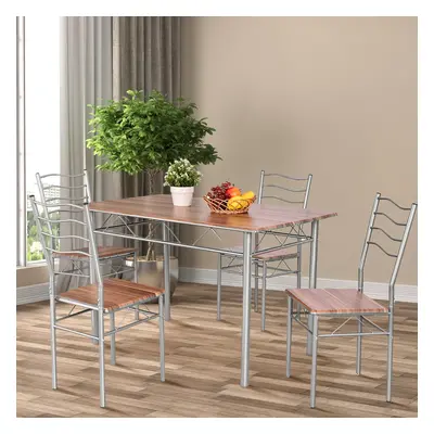 Costway Set tavolo da pranzo con 4 sedie con schienale alto, Mobili da cucina con tavolo da banc