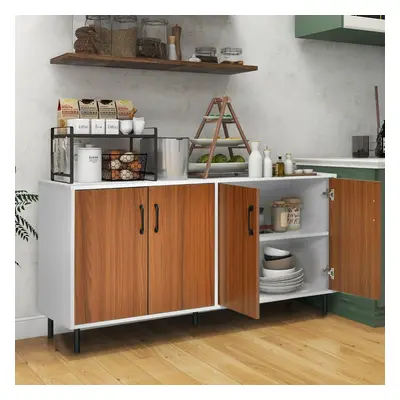 Costway Credenza buffet da cucina a 4 porte 5 gambe, Armadio di stoccaggio in legno per soggiorn