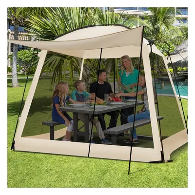 Costway Tenda portatile 300x300cm con borsa trasporto zanzariera e vestibolo, Gazebo da campeggi