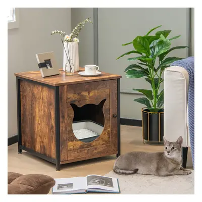 Costway Tavolino multiuso per gatti con porta ingresso a forma di gatto, Mobile decorativo per l