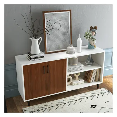 Costway Armadio buffet moderno con porte scomparti aperti gambe in metallo, Armadio credenza da 