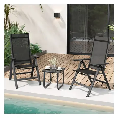 Costway Set di 2 sedie pieghevoli da patio, Leggere sedie da giardino reclinabili con schienale 