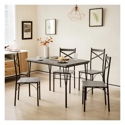 Costway Set da tavolo da pranzo 5 pezzi, Tavolo da pranzo rettangolare moderno con 4 sedie con t