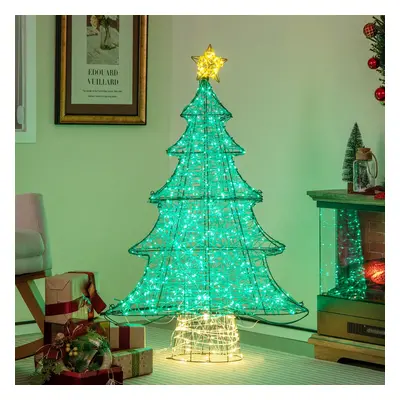 Costway Albero di Natale artificiale preilluminato da 124cm, Decorazione di Natale con 520 luci 