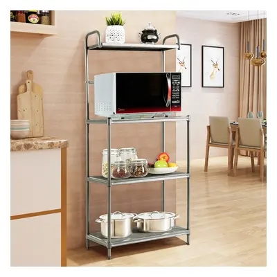 Costway Carrello da cucina per microonde con 4 livelli, Carrello da cucina multiuso, Grigio