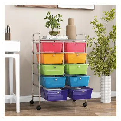 Costway Carrello a 10 cassetti multiuso con ruote, Organizzatore per carta da scrapbooking e ute