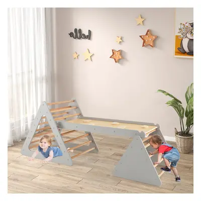 Costway Set da arrampicata 3 in 1 per bambini, Scala triangolare con rampa double face per scivo