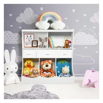 Costway Organizer con contenitori e 3 livelli per bambini, Mobile con 5 contenitori e 3 cassetti