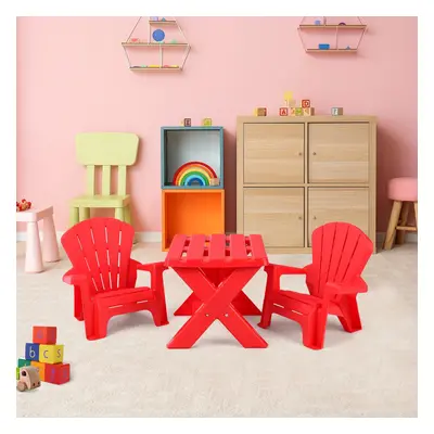 Costway Set tavolino e sedie per bambini in plastica, Tavolino con 2 sedie adirondack per pausa 