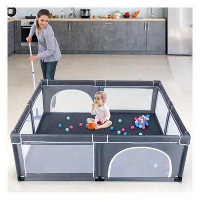 Costway Box per bambini con cancelli di sicurezza per interno, Centro attività portatile 206x185