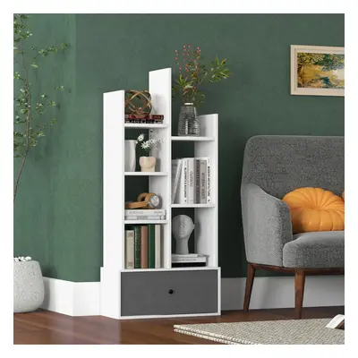 Costway Libreria a 7 piani con cassetto 7 scomparti, Libreria espositiva in legno da 118 cm per 