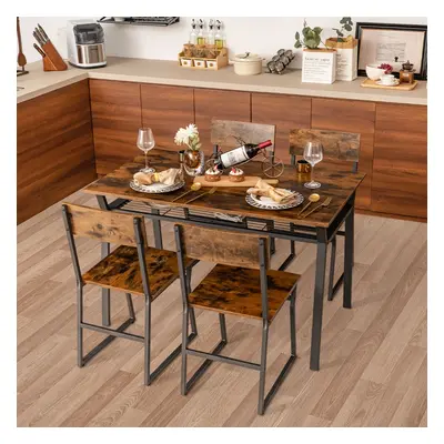 Costway Set da tavolo da pranzo 5 pezzi, Tavolo da cucina con 4 sedie mensola portaoggetti e tel