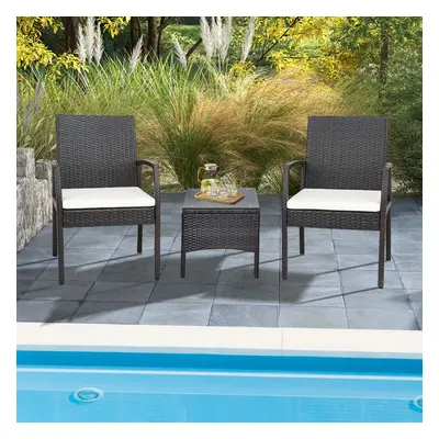 Costway Set 2 sedie da giardino in rattan con cuscino morbido sfoderabile struttura in metallo, 