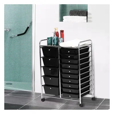 Costway Carrello cassettiera multiuso con 15 cassettiera in plastica da cucina Contenitore con r