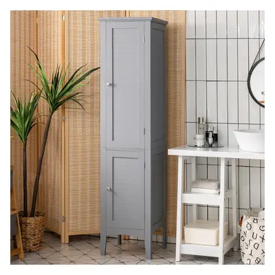 Costway Mobile bagno alto con 2 ante 5 vani, Colonna bagno da terra salvaspazio 37x37x160cm Grig