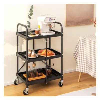 Costway Carrello a 3 piani da cucina con ruote e corrimano universali, Carrello portatile per ut