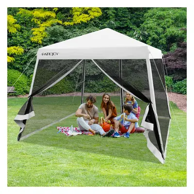 Costway Tenda pieghevole con gambe inclinate e pareti laterali in rete borsa a rullo, Gazebo reg