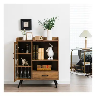 Costway Mobile buffet in legno con anta e cassetto portaoggetti, Credenza contenitore per cucina