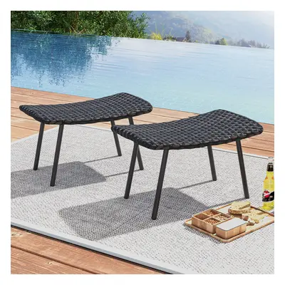 Costway Set di 2 pouf da patio con imbottitura in schiuma ad asciugatura rapida e gambe in metal