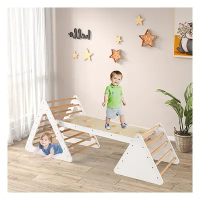 Costway Set da arrampicata 3 in 1 per bambini, Scala triangolare con rampa double face per scivo