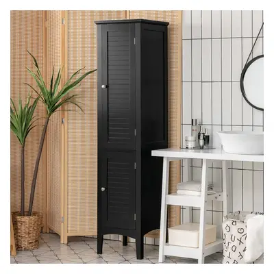 Costway Mobile bagno alto con 2 ante 5 vani, Colonna bagno da terra salvaspazio 37x37x160cm Nero