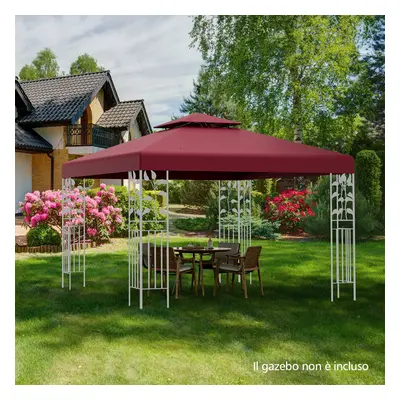 Costway Copertura di ricambio per gazebo a 2 livelli da 300x300cm, Tettoia con fibbie in allumin